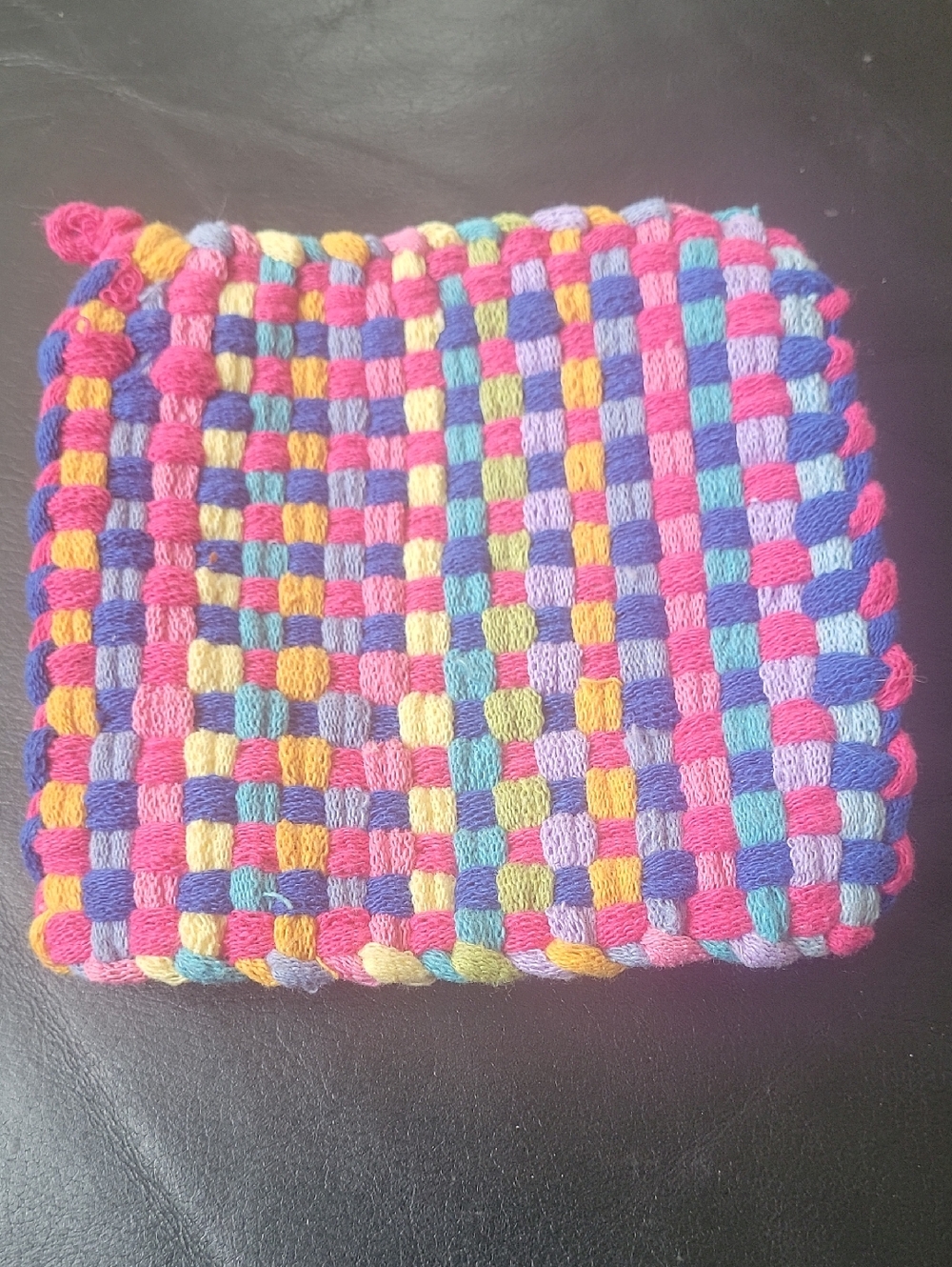 Potholder Handwoven Multicolor Cotton Dishcloth - Bright Checker Weave